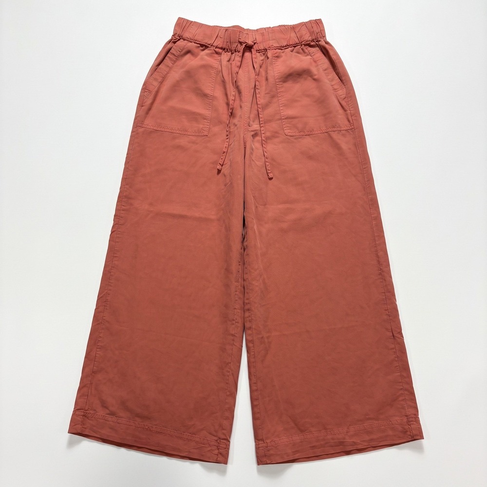 Thread & Supply M Womens Rust Wide Leg Crop Pants Boho Casual Drawstring Waist